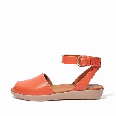 Fitflop Cova Pop Binding Leather Peep-Toe - Sandalen Damen - Koralle Rosa (LQV480572)